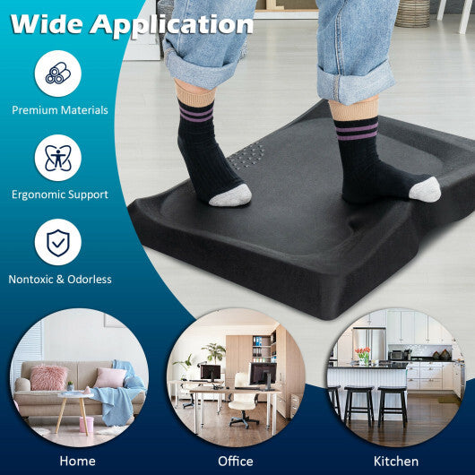 Portable Anti-Fatigue Standing Mat with Massage Point and Diverse Terrain for Office and Home-Black - Color: Black