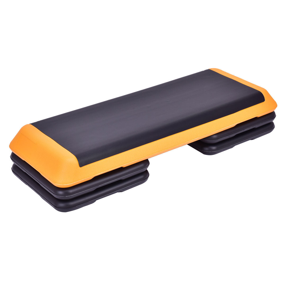 43 Inches Height Adjustable Fitness Aerobic Step with Risers-Orange - Color: Orange
