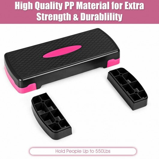 26 Inch Height Adjustable Aerobic Exercise Step Deck with Non-Slip Surface-Black - Color: Black