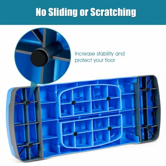 26 Inch Height Adjustable Aerobic Exercise Step Deck with Non-Slip Surface-Blue - Color: Blue