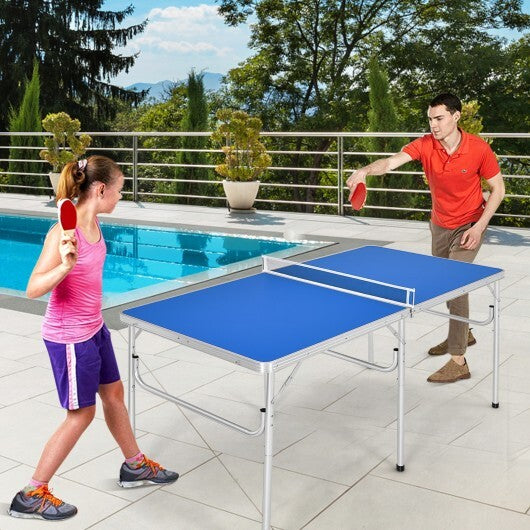 60 Inch Portable Tennis Ping Pong Folding Table with Accessories-Blue - Color: Blue