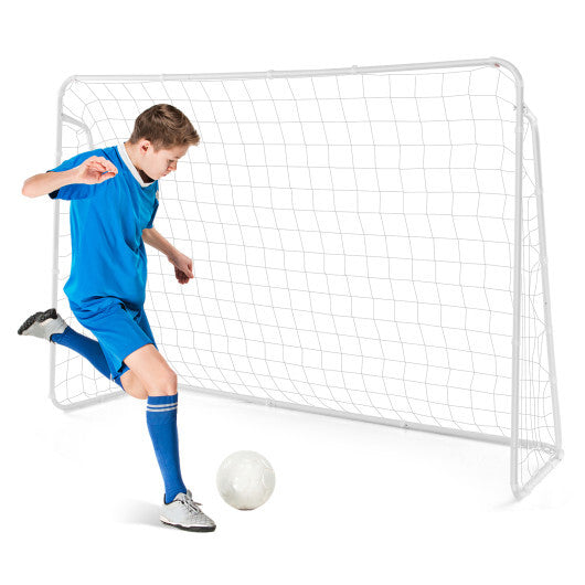 Soccer Goal for Backyard with Heavy Duty Frame and Ground Stakes - Color: White