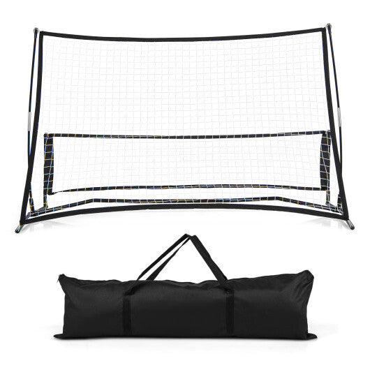 2-in-1 Portable Soccer Rebounder Net with Carrying Bag - Color: Black